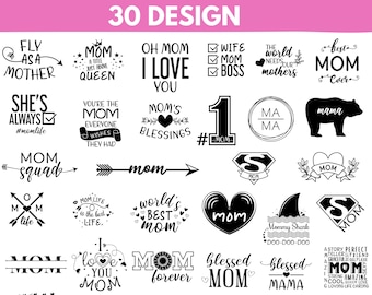 Mom Life SVG Bundle: Mother's Day T-Shirt Designs (Digital Download)