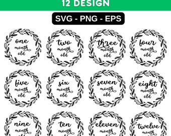 Baby Milestones SVG Bundle: Rounds Cricut Shilouette, Birth Stats Png, Glowforge Cricut