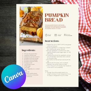 Modelo de Cartão de Receita Editável: Design Minimalista, Carta EUA e A4 (Download Digital do Canva)