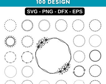 Wreath SVG Bundle: 100 Floral & Laurel Circle Designs (Download), Heart Laurel, Wedding Frame
