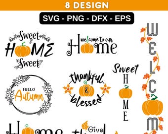 Fall Thanksgiving SVG Bundle: Autumn, Halloween, Pumpkin Cut Files (Digital Download) Silhouette