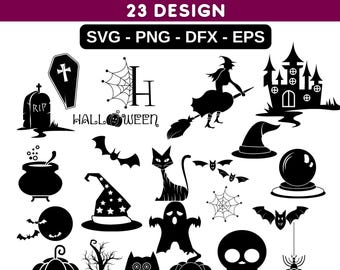 Halloween SVG PNG Bundle: 23 Ghost & Pumpkin Designs (Digital Download)