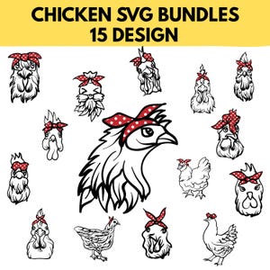 Chicken SVG Bundle: Farm Animal Clipart, Cricut & Silhouette Cut Files (Digital Download)