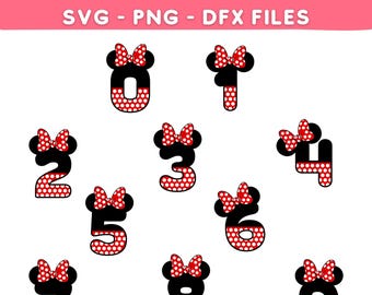 Minnie Mouse Birthday Numbers SVG Clipart: DIY Party Decorations (Digital Download)