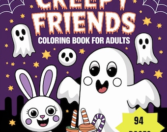 Kawaii Horror Coloring Pages: 94 Spooky-Cute Designs (Printable PDF Book), Funny Scary Monsters