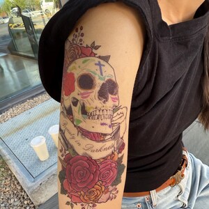 Temporary tattoo rose skulls