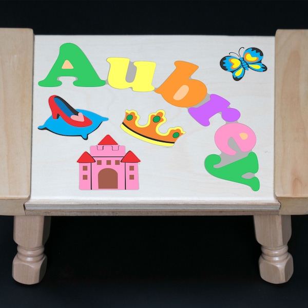Toddler Name Puzzle Stool Etsy