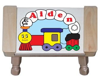 Personalized Train Name Puzzle Step Stool: Educational Wooden Toy for Toddlers