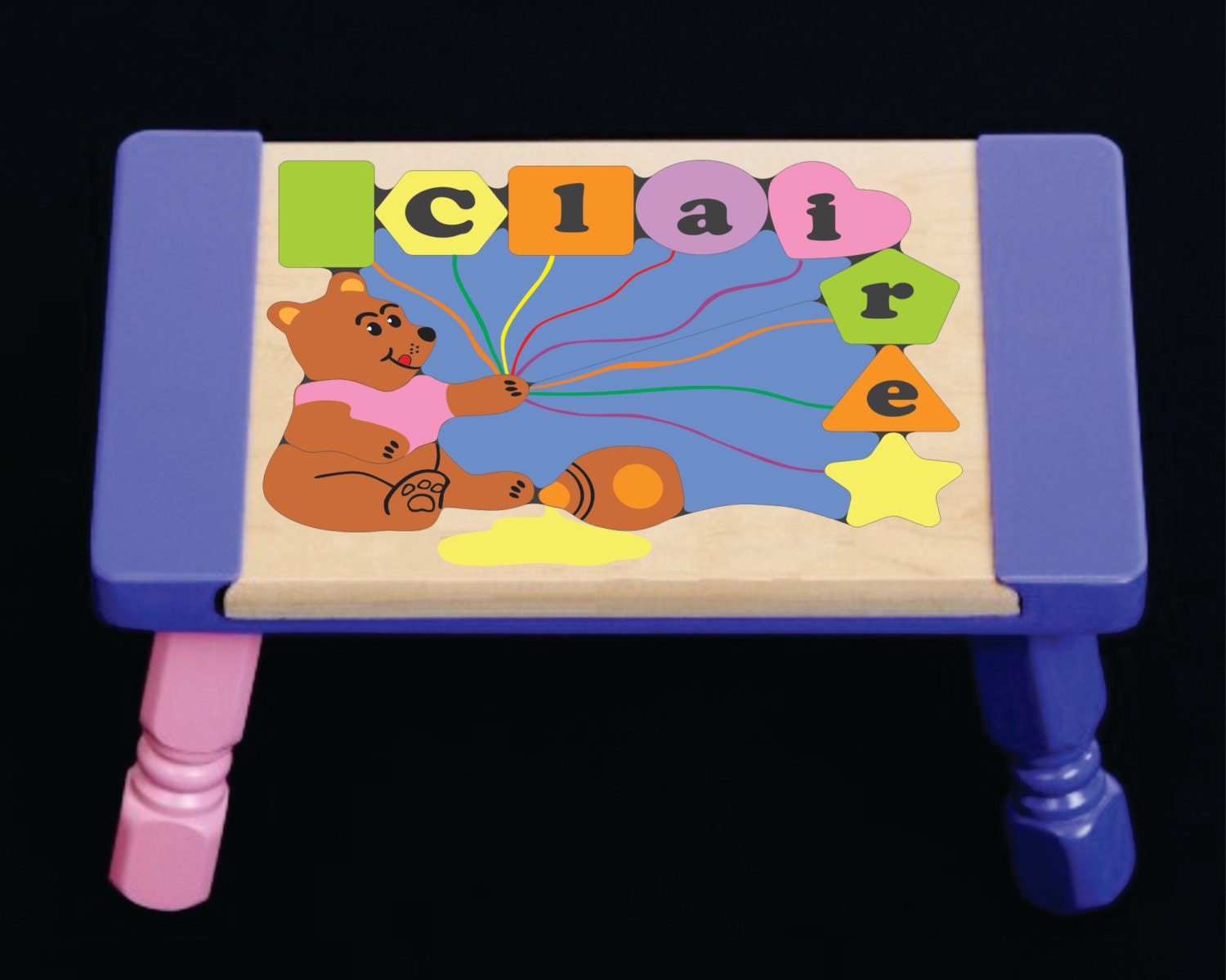 personalized child puzzle step stool