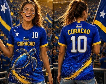 Curacao Soccer Jersey Custom Name Number, Personalized Curacao Football Shirt, Curacao Fan Jersey, Caribbean Football Jersey