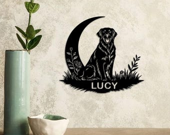 Cartello in metallo personalizzato Golden Retriever, arte murale in metallo con cane, ornamento Golden Retriever, decorazione per patio esterno, cartello in metallo Golden Retriever