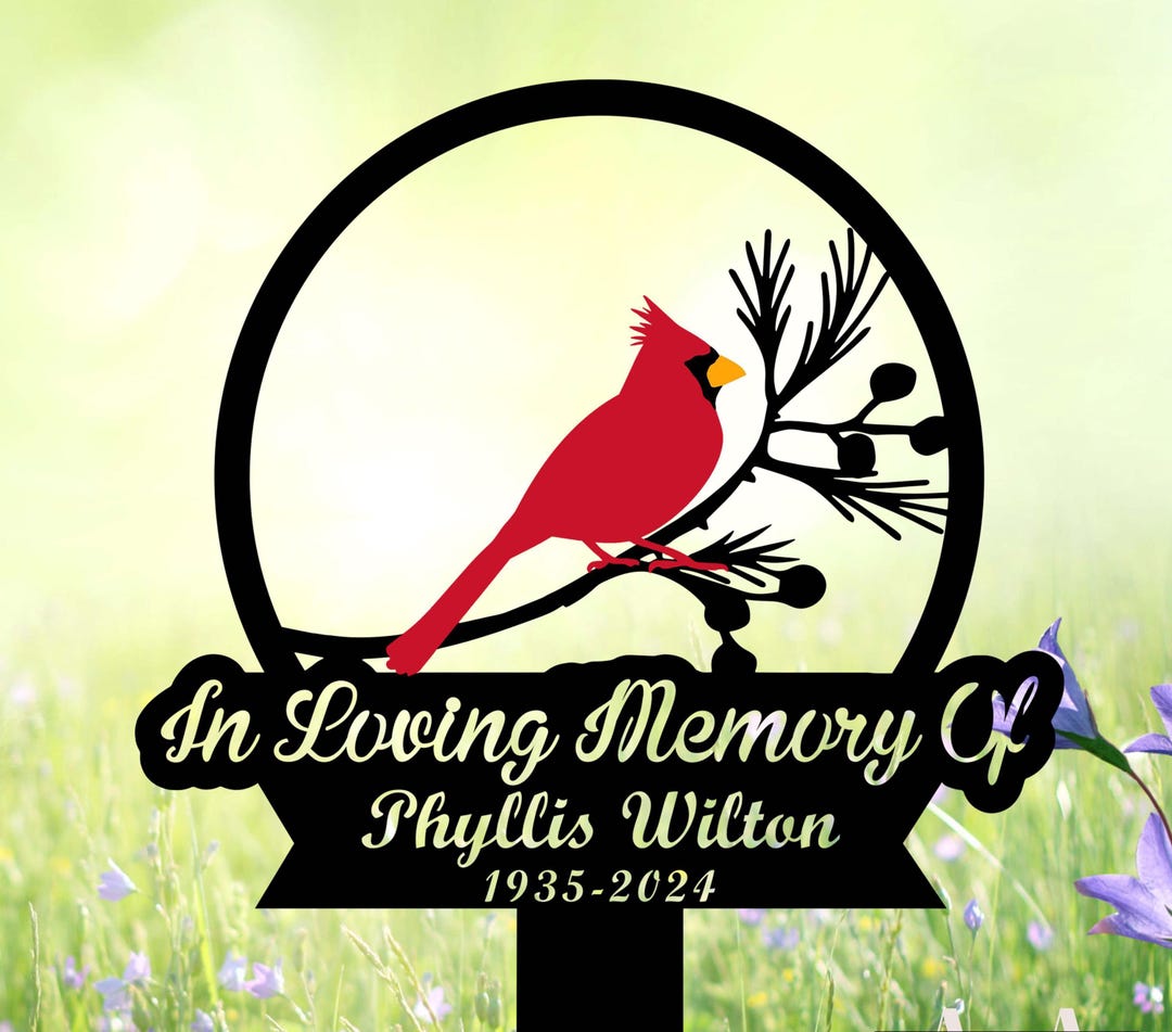 Cardinal Memorial Garden Sign, Personalized Cardinal Metal, Memorial ...