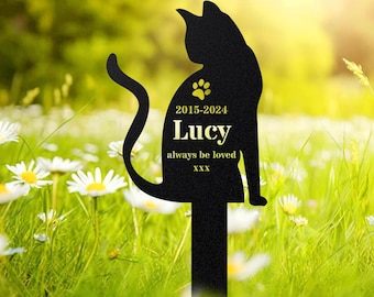 Custom Cat Memorial Stake, Cat Memorial Plaque with Stake, Cat Grave Marker Cat, Sympathy Gift Metal Garden Sign, Cat Burial Stake Cat Lover