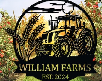 Custom Tractor Farm Metal Sign Wall Art, Tractor Name Sign, Farmhouse Decoration, Tractor Barn Sign, Tractor Driver Gift, Gift for Farmer
