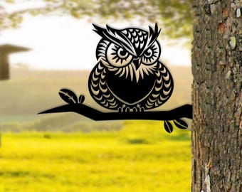 Owl Metal Wall Art, Tree Branch Owl Sign, Hanging Owl Metal Sign, Forest Animal Wall Decor, Owl wall art, Metal owl decor, Gift for home