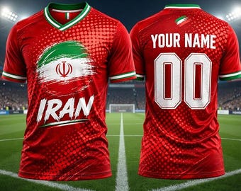 Iran Soccer Jersey Custom Name Number, Personalized Iran Football Shirt, Iran Fan Jersey, Custom Football Jersey, Iranian Supporter Gift