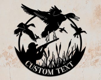 Custom Duck Hunting Metal Sign Wall Art, Personalized Hunter Name Sign Home Decor Duck Cabin Decoration Housewarming Xmas birthday Gift Home
