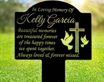 Custom Tree Memorial Sign with Stake Metal, Grave Marker, Tree Plaque Marker, Tree Garden Sign, Memorial Plaque, Remembrance Plaque Sympathy