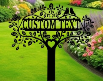 Personalized Metal Garden Sign, Custom Garden Name Stakes, Flower Sign with Stakes, Lawn Signs, Yard Sign,Garden Decor, Gift for Grandparent