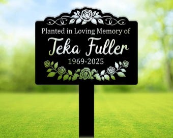 Custom Tree Memorial Sign with Stake Metal, Grave Marker, Tree Plaque Marker, Tree Garden Sign, Memorial Plaque, Remembrance Plaque Sympathy