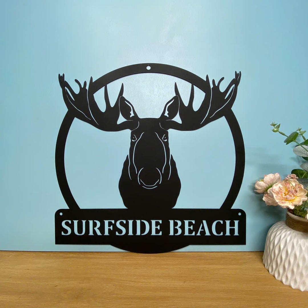 Custom Moose Head Metal Wall Art, Personalized Moose Head Metal Name ...