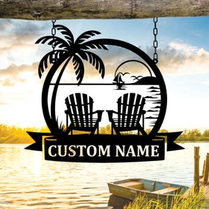 Personalized Palm Trees Metal Sign - Custom Name Metal Wall Art - Beach House Decor - Tropical Theme - Unique Gift Home Decor,Gift for beach