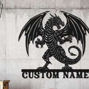 Personalized Dragon Metal Sign Wall Art, Custom Name Dragon Metal Sign, Dragon Lover Gifts, Boy Room Decor Dragon Metal Art Birthday Gifts