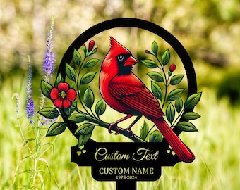Paletto commemorativo personalizzato per animali domestici, cartello commemorativo da giardino a forma di cardinale, segnalino per ricordi d'amore, cartello personalizzato da giardino a forma di cardinale, regalo di ricordo, ympathy Pet