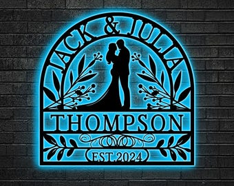 Custom LED Wedding Sign, Personalized Couple Name, Gift for couple, Wedding Gift, LED Last Name Wedding Sign, Wedding neon, Bride groom sign
