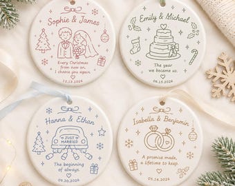 Aangepast verlovingsornament, gepersonaliseerd verlovingscadeau voor verloofde stellen, ons eerste verloofde kerstornament, huwelijksaandenken
