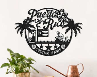 Personalized Puerto Rico Flag Metal Sign Wall Art, Custom Puerto Rico Lover Name Sign, Born in Puerto Rico Signs, Puerto Rico Decoration