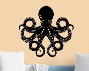 Letrero de metal con forma de pulpo para pared, decoración de metal con forma de pulpo, letrero de metal con nombre, regalo de cumpleaños, decoración del hogar, regalo para mamá, regalo para el hogar