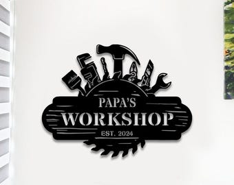 Custom Garage Name Metal Sign Wall Art, Personalized Workshop Name Sign Decoration For Room, Car Mechanic Repair Metal Decor Home Gift