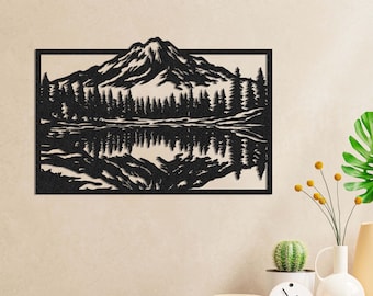 Metal Mountain Wall Art, Metal Mountain Wall Decor, Large Metal Wall Art Decor,Metal Mountain Forest Wall Art, Metal Nature Art,Nature Decor