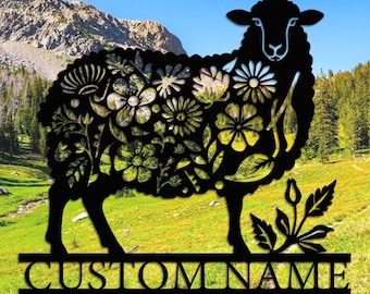Custom Sheep Farm Metal Sign Wall, Sheep Metal Sign, Sheep Farm Metal Wall Art, Sheep Ranch Welcome Sign, Metal Sheep Farmhouse Decoration