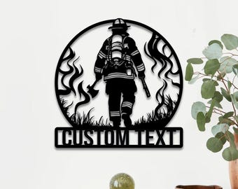 Letrero de metal de bombero personalizado, arte de pared, letrero de bombero personalizado, regalo de bombero, decoración de bombero, decoración del departamento de bomberos, regalo para él