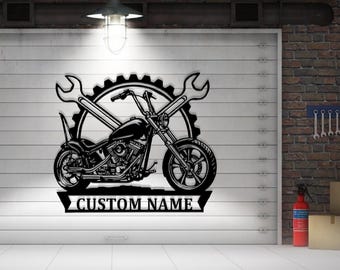 Cartello da parete in metallo con motocicletta personalizzata, cartello da parete personalizzato per motociclisti, regalo per amanti delle motociclette, cartello da garage, arredamento per la casa Superbike, regalo per uomini