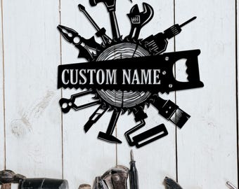 Custom Construction Metal Name Sign, Contractor Sign, Construction Business Decor, Construction Gift, Gift for dad, Home Sign, Garage decor