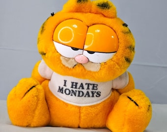 Vintage Garfield Plush | Dakin I Hate Mondays | 1978 1981 Garfield Toy | 20cm Plush Cat | Cartoon Collectible | Retro Gift