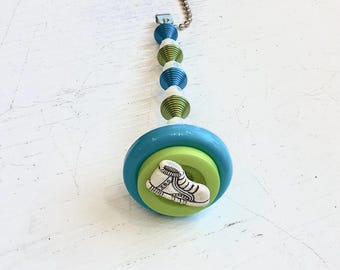 Light Pull & Ceiling Fan Pull/ Sporty Collection/ Polymer Clay and Glass Beads/ Home Decor/ Funktini/ Glass Fan Pull/ Beaded Fan Pull