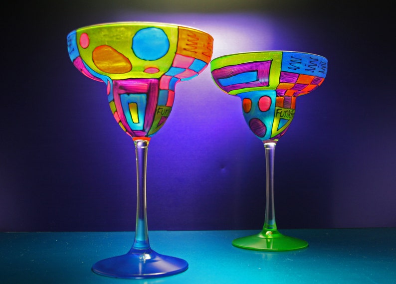 Colorful Margarita Glasses/hand Painted Fused Glass/gift Etsy