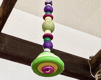 Light & Ceiling Fan Pull/Green, Purple, Yellow/ Polymer Clay and Glass Beads/Home Decor/Funktini/Glass Fan Pull/Beaded Fan Pull/Gift/Holiday