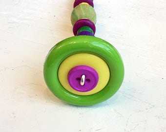 Light & Ceiling Fan Pull/Green, Purple, Yellow/ Polymer Clay and Glass Beads/Home Decor/Funktini/Glass Fan Pull/Beaded Fan Pull/Gift/Holiday
