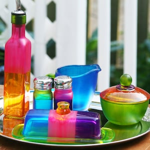 Colorful Glass Butter Dish for your Kitchen/Home Decor/Tabletop/Serving Dish/Fused Glass by Funktini/Home and Living/Holiday Gifts image 5