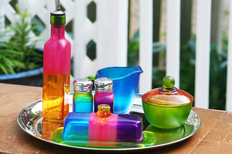 Colorful Glass Butter Dish for your Kitchen/Home Decor/Tabletop/Serving Dish/Fused Glass by Funktini/Home and Living/Holiday Gifts image 5