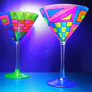 Colorful Martini Glasses/Hand Painted Stemware/Gift Martini Lovers/Home Decor/Kitchen/Funktini Glass/Stemware/Unique Summer or Holiday Gift