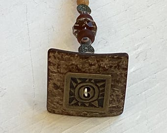 Light Pull & Ceiling Fan Pull/Squared Up/Polymer Clay and Glass Beads/Home Decor/Funktini/
