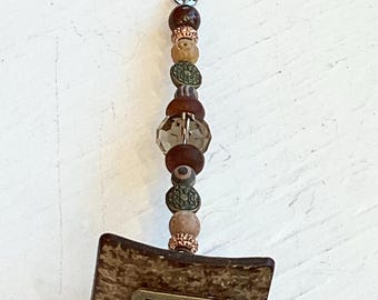 Light Pull & Ceiling Fan Pull/Squared Up/Polymer Clay and Glass Beads/Home Decor/Funktini/