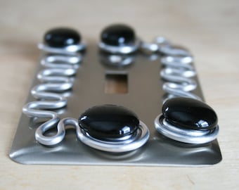Single Switch Plate Cover/Brushed Nickel/Black Glass/Decorative Switch Plates for Decor/Unique Home Decor/Single Switch Plate Cover
