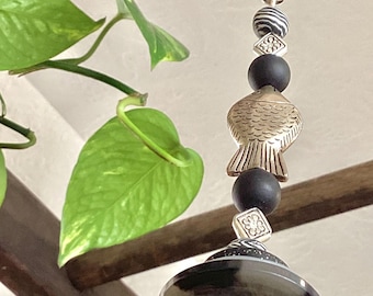 Light Pull & Ceiling Fan Pull/Silver Fishy/Polymer Clay and Glass Beads/Home Decor/Funktini/